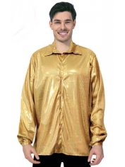 70s Costume Gold Disco Shirt - Mens 70s Disco Costumes